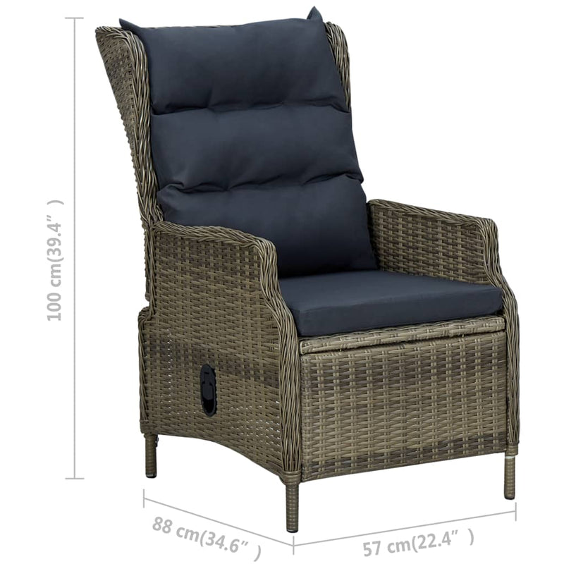 vidaXL 3 Piece Garden Lounge Set with Cushions Poly Rattan Brown