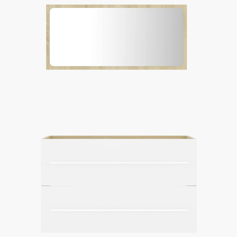 vidaXL 2 Piece Bathroom Furniture Set White and Sonoma Oak Engineered Wood