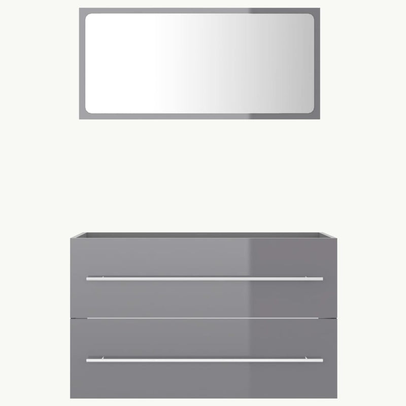 vidaXL 2 Piece Bathroom Furniture Set High Gloss Grey Engineered Wood