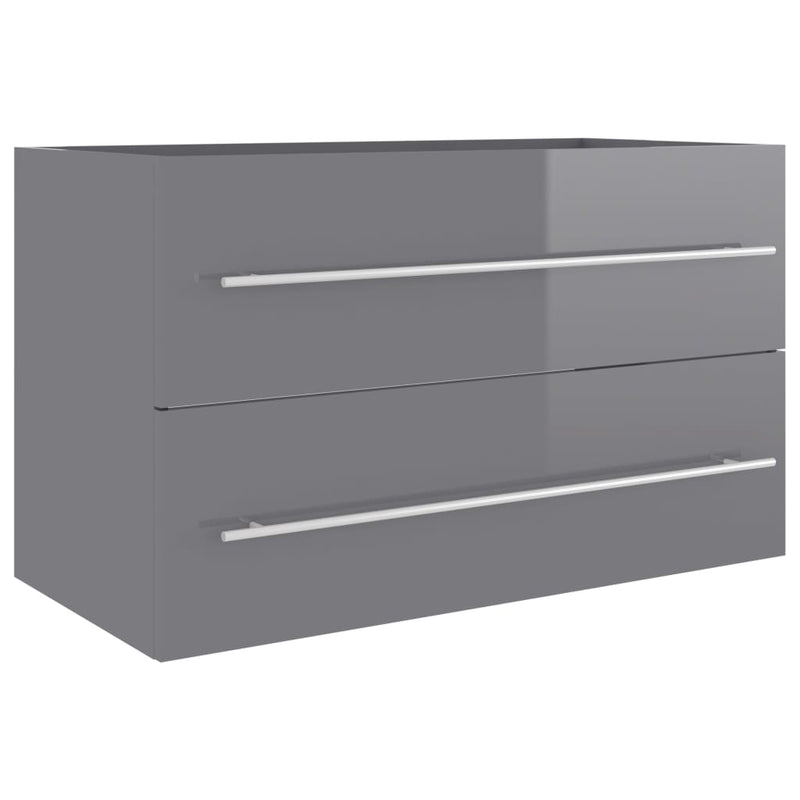 vidaXL 2 Piece Bathroom Furniture Set High Gloss Grey Engineered Wood
