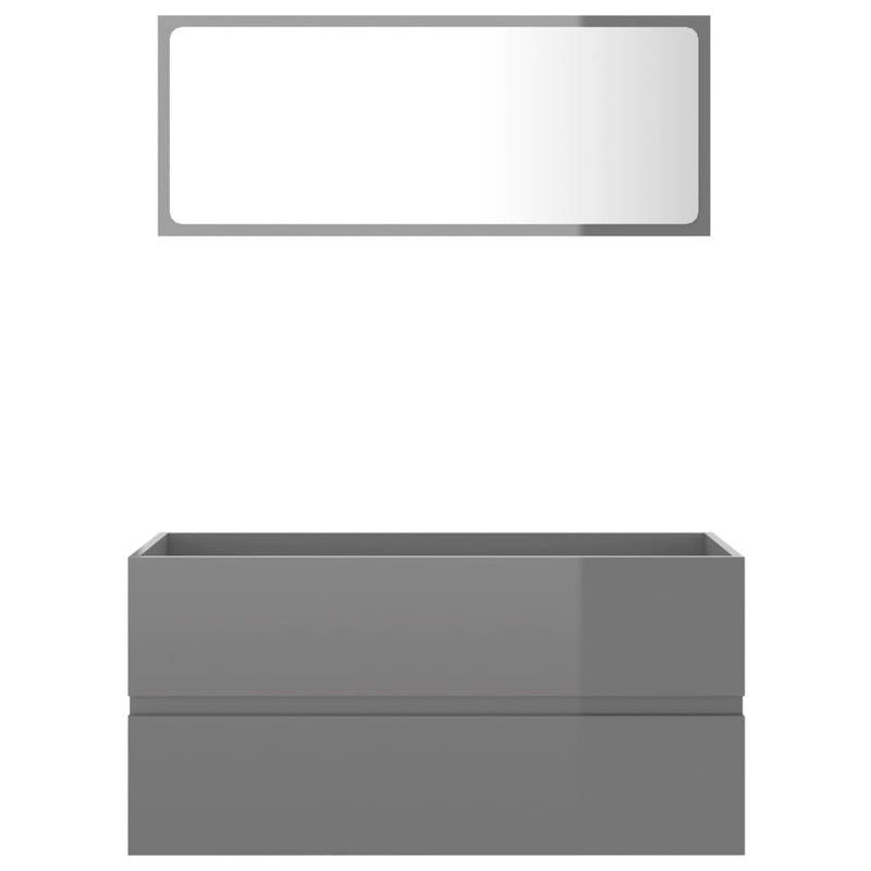 vidaXL 2 Piece Bathroom Furniture Set High Gloss Grey Engineered Wood