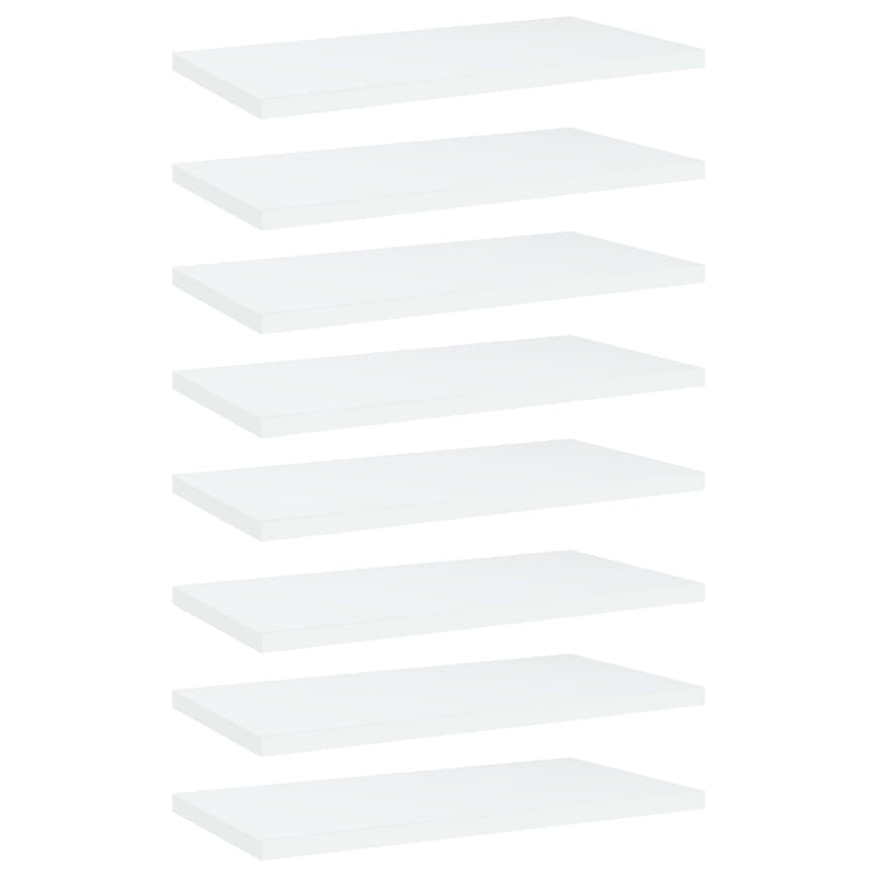vidaXL Bookshelf Boards 8 pcs White 40x20x1.5 cm Engineered Wood