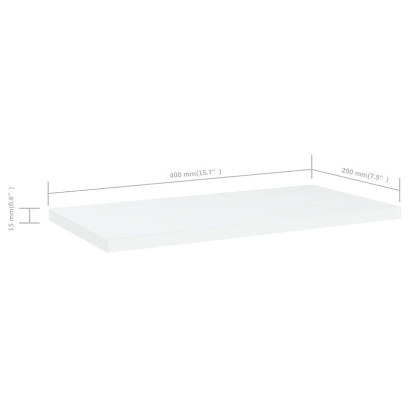 vidaXL Bookshelf Boards 8 pcs White 40x20x1.5 cm Engineered Wood