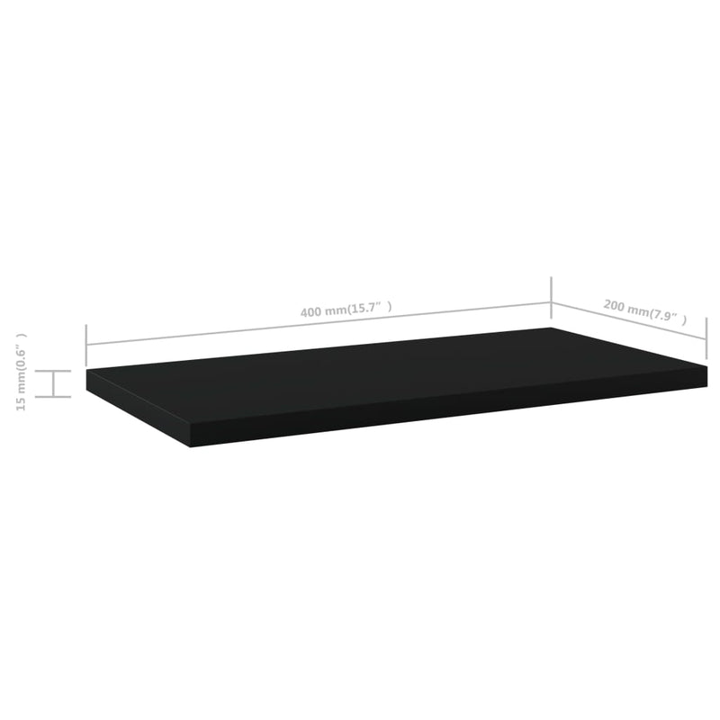 vidaXL Bookshelf Boards 4 pcs Black 40x20x1.5 cm Engineered Wood