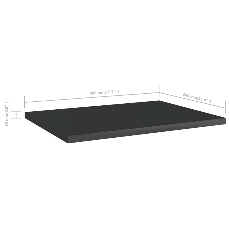 vidaXL Bookshelf Boards 4 pcs High Gloss Black 40x30x1.5 cm Engineered Wood