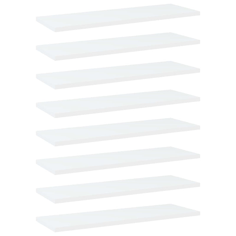 vidaXL Bookshelf Boards 8 pcs White 60x20x1.5 cm Engineered Wood