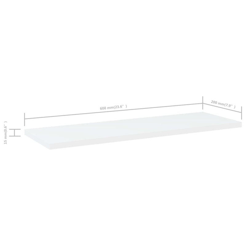 vidaXL Bookshelf Boards 8 pcs White 60x20x1.5 cm Engineered Wood