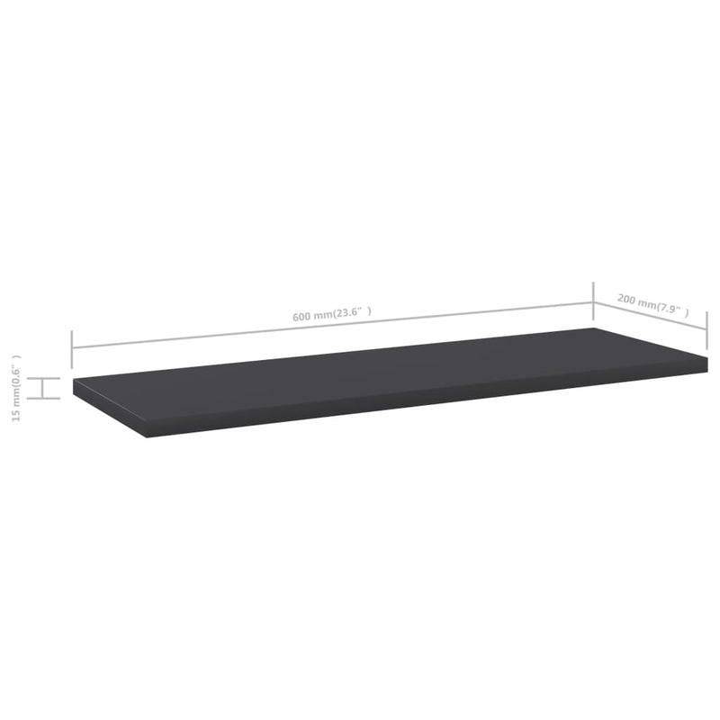 vidaXL Bookshelf Boards 4 pcs Grey 60x20x1.5 cm Engineered Wood