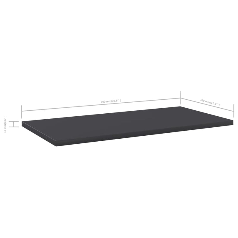 vidaXL Bookshelf Boards 4 pcs Grey 60x30x1.5 cm Engineered Wood