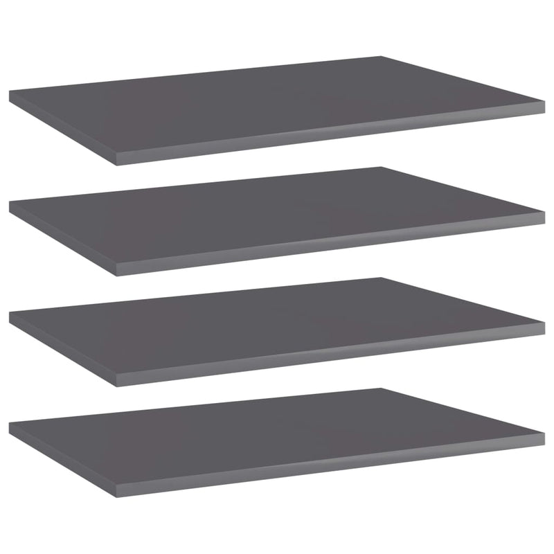 vidaXL Bookshelf Boards 4 pcs High Gloss Grey 60x40x1.5 cm Engineered Wood