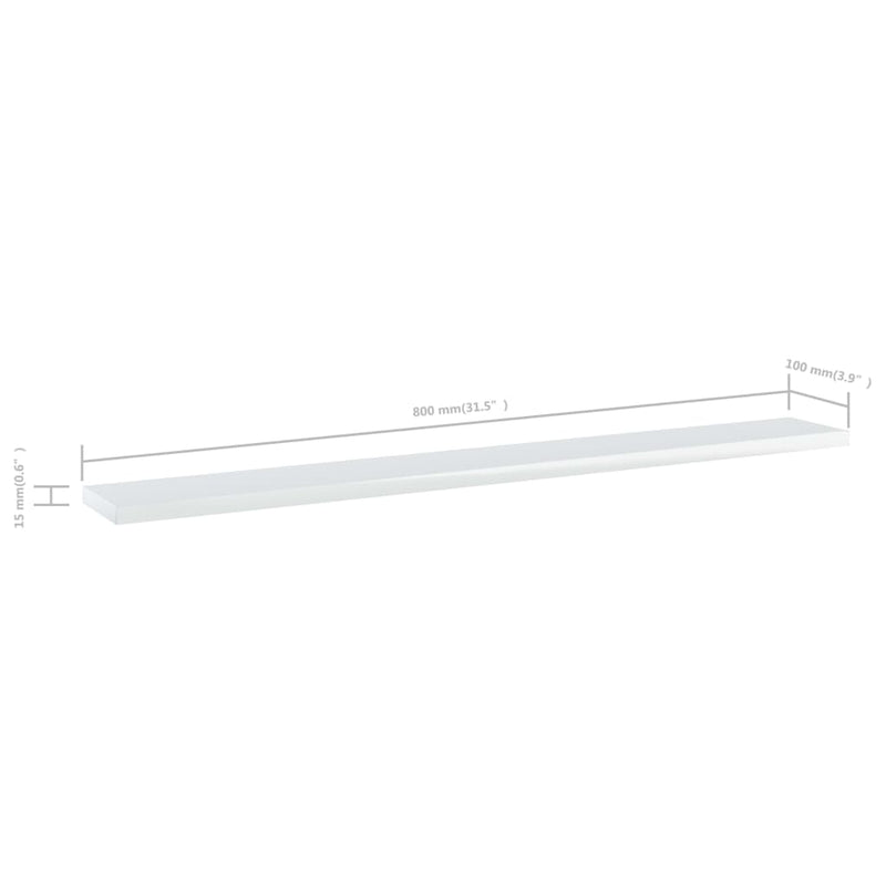 vidaXL Bookshelf Boards 4 pcs High Gloss White 80x10x1.5 cm Engineered Wood