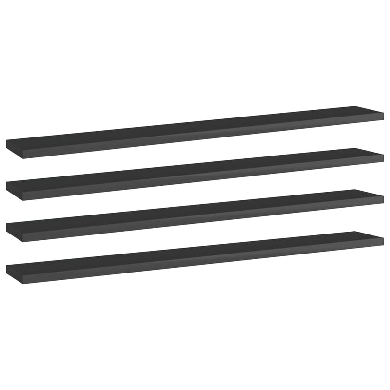 vidaXL Bookshelf Boards 4 pcs High Gloss Black 80x10x1.5 cm Engineered Wood
