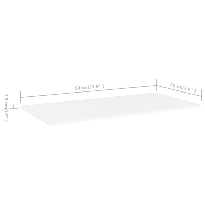 vidaXL Bookshelf Boards 4 pcs White 80x20x1.5 cm Engineered Wood
