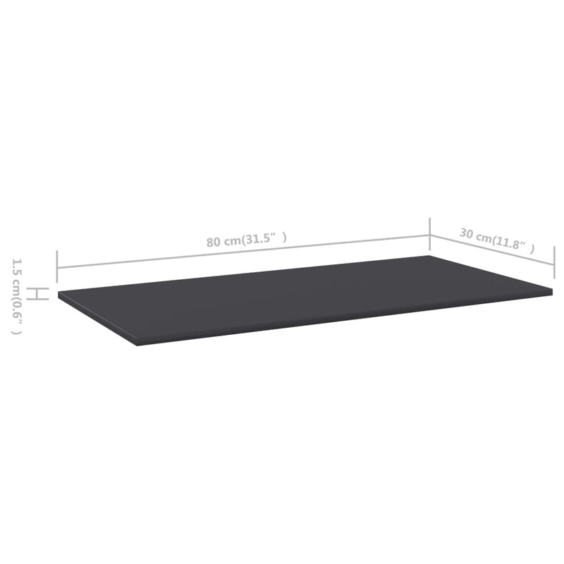vidaXL Bookshelf Boards 4 pcs Grey 80x30x1.5 cm Engineered Wood