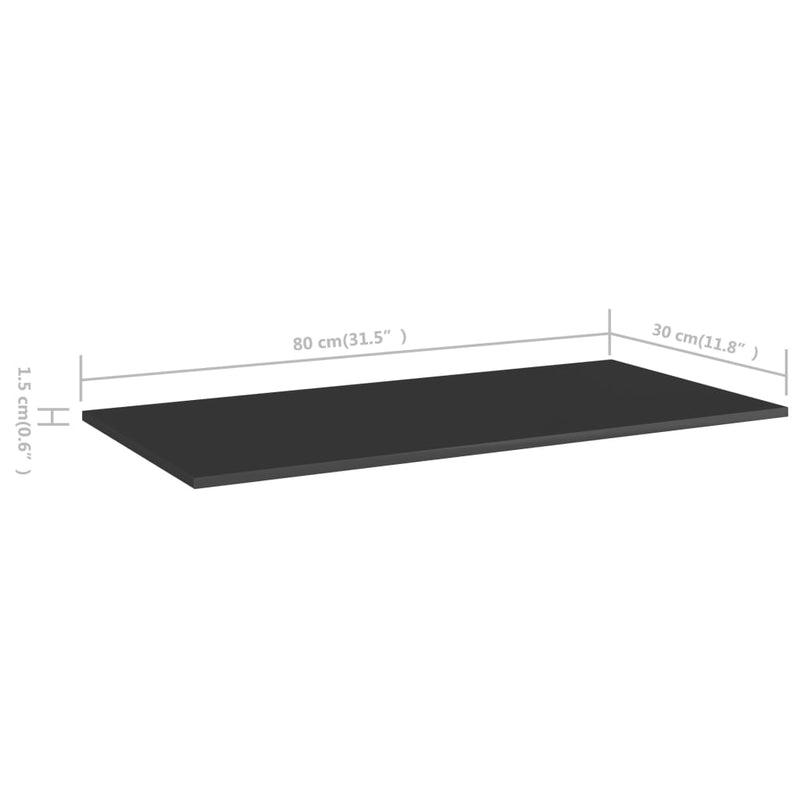 vidaXL Bookshelf Boards 4 pcs High Gloss Black 80x30x1.5 cm Engineered Wood