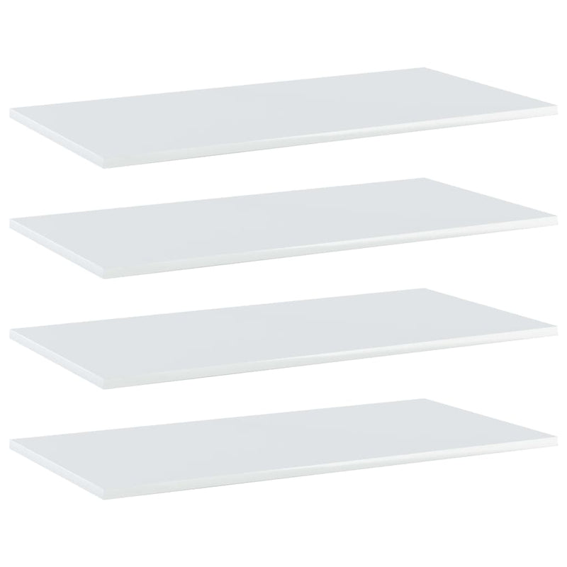 vidaXL Bookshelf Boards 4 pcs High Gloss White 80x40x1.5 cm Engineered Wood