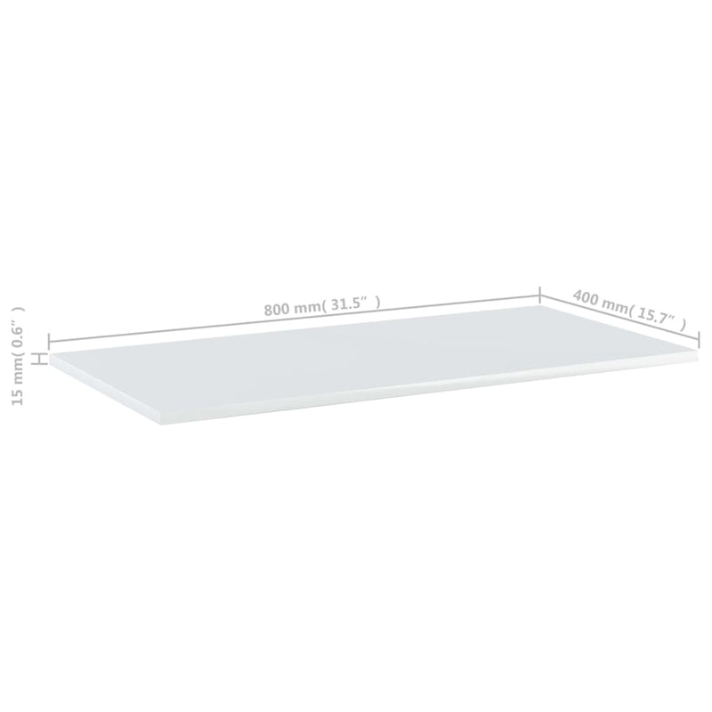 vidaXL Bookshelf Boards 4 pcs High Gloss White 80x40x1.5 cm Engineered Wood