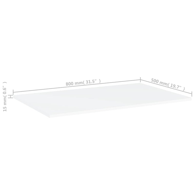vidaXL Bookshelf Boards 4 pcs White 80x50x1.5 cm Engineered Wood