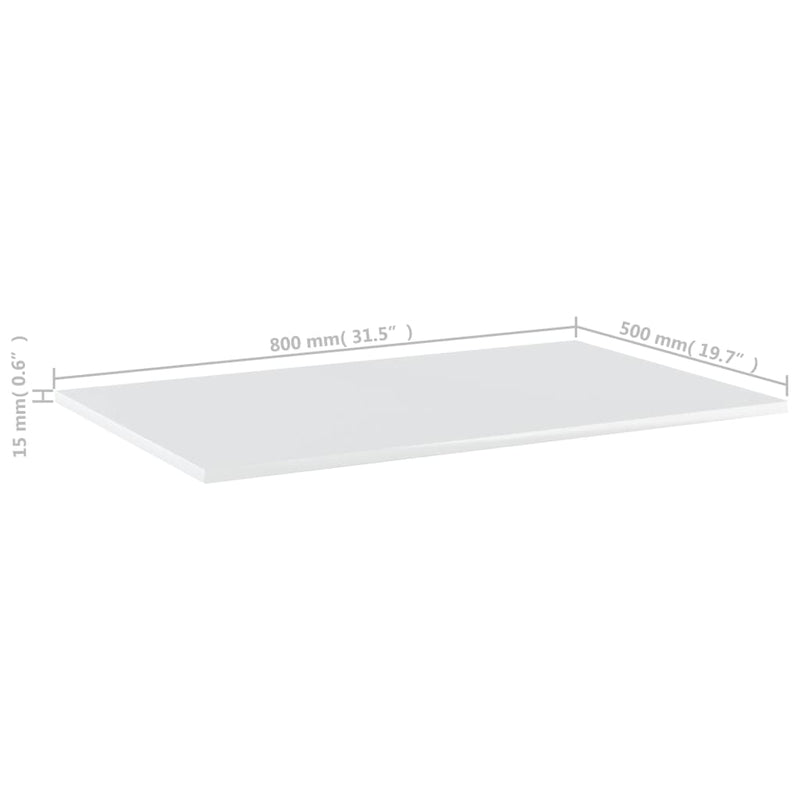 vidaXL Bookshelf Boards 4 pcs High Gloss White 80x50x1.5 cm Engineered Wood