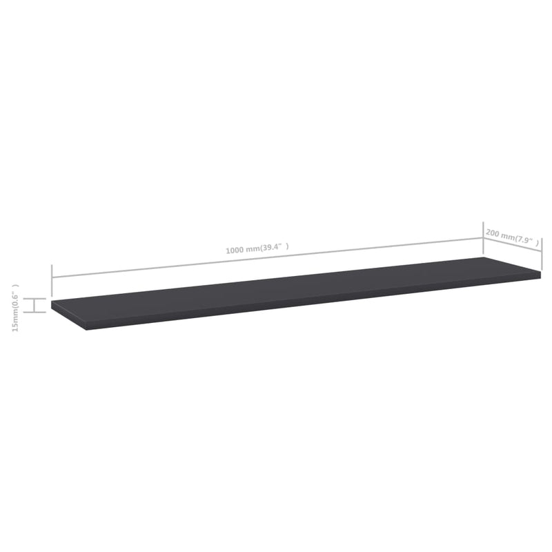 vidaXL Bookshelf Boards 4 pcs Grey 100x20x1.5 cm Engineered Wood