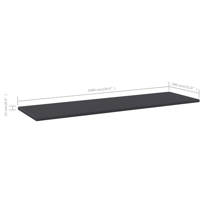 vidaXL Bookshelf Boards 8 pcs Grey 100x30x1.5 cm Engineered Wood
