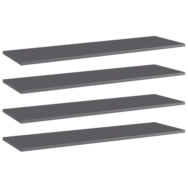 vidaXL Bookshelf Boards 4 pcs High Gloss Grey 100x30x1.5 cm Engineered Wood