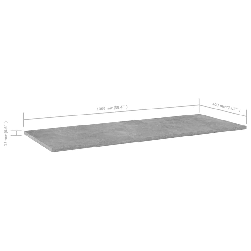 vidaXL Bookshelf Boards 4 pcs Concrete Grey 100x40x1.5 cm Engineered Wood