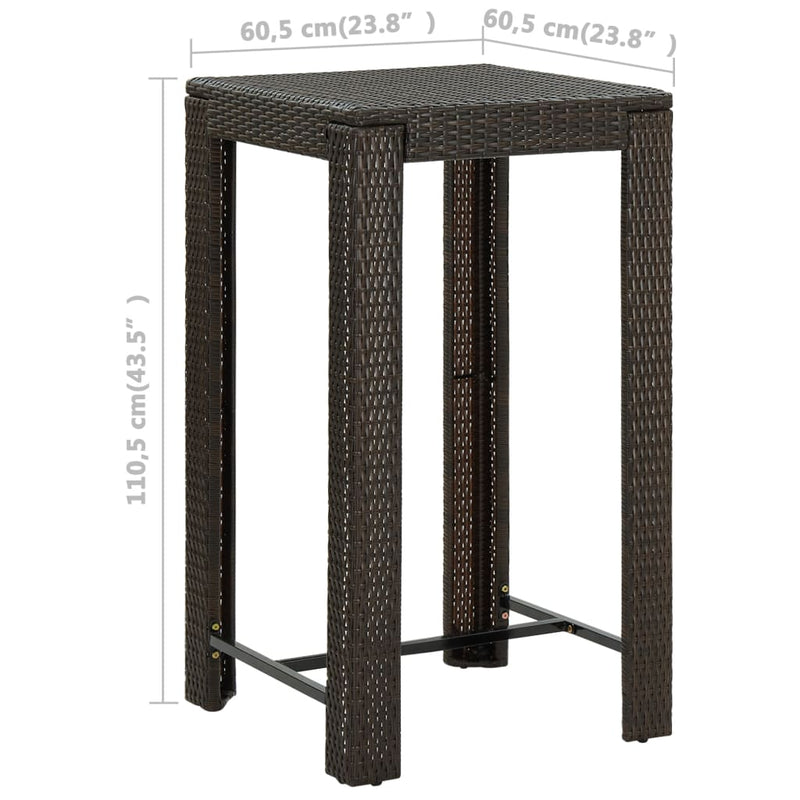 vidaXL 5 Piece Garden Bar Set with Cushions Poly Rattan Brown