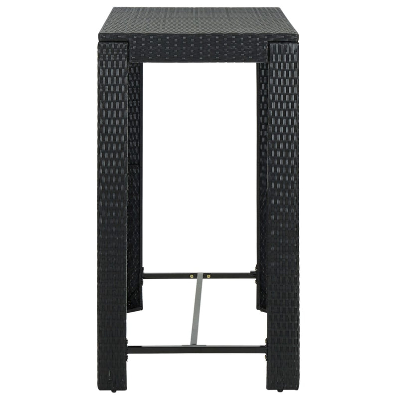vidaXL 5 Piece Garden Bar Set with Cushions Poly Rattan Black