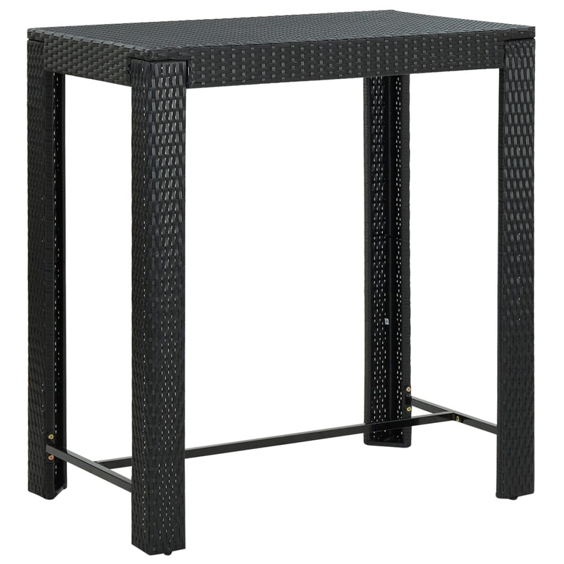 vidaXL 7 Piece Garden Bar Set with Cushions Poly Rattan Black