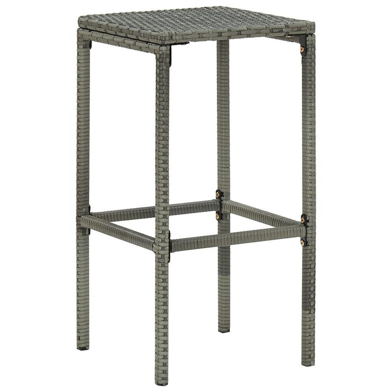 vidaXL 7 Piece Garden Bar Set with Cushions Poly Rattan Grey