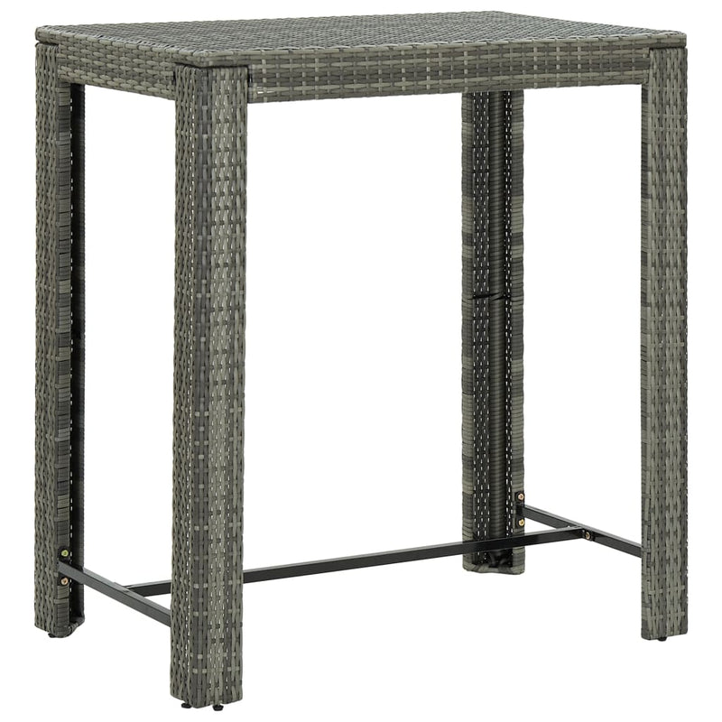 vidaXL 7 Piece Garden Bar Set with Cushions Poly Rattan Grey