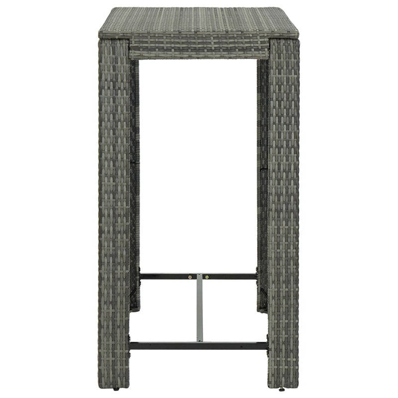 vidaXL 7 Piece Garden Bar Set with Cushions Poly Rattan Grey