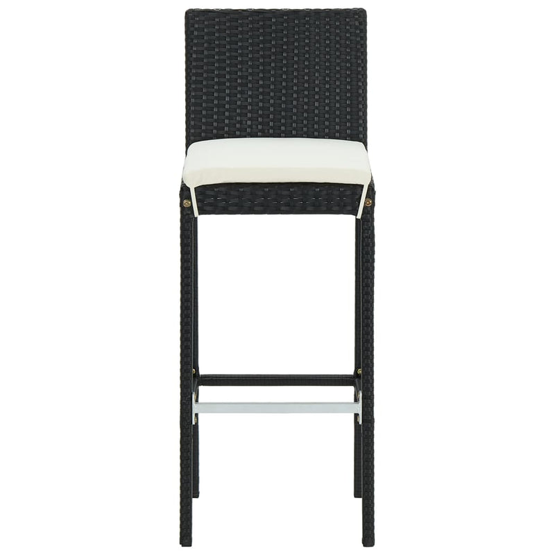 vidaXL 3 Piece Outdoor Bar Set with Cushions Poly Rattan Black