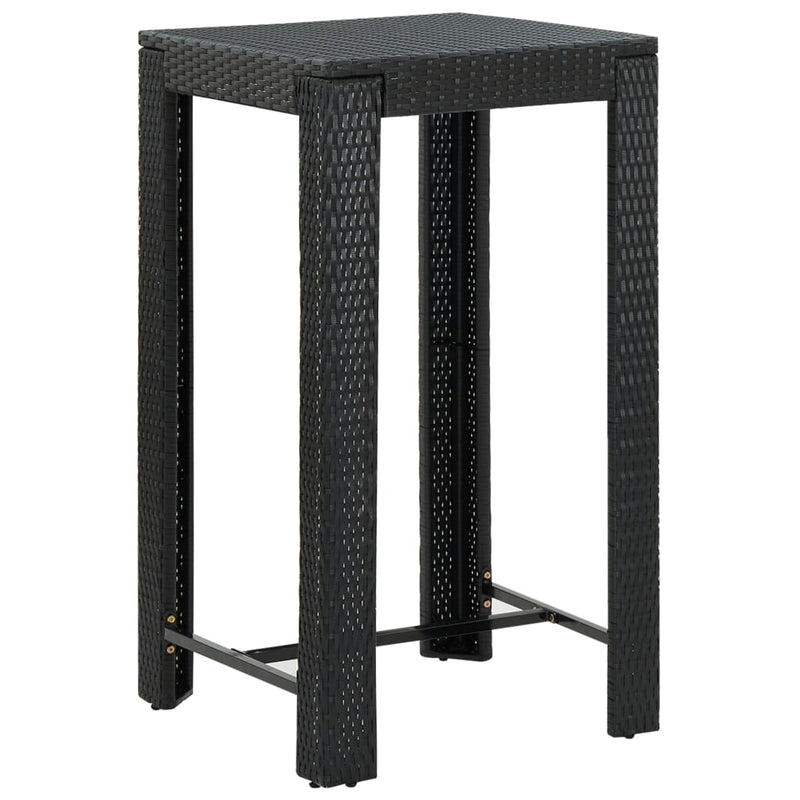 vidaXL 3 Piece Outdoor Bar Set with Cushions Poly Rattan Black