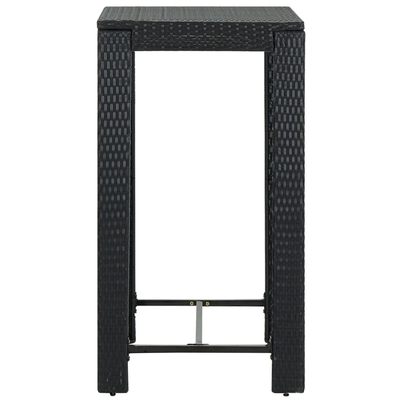 vidaXL 3 Piece Outdoor Bar Set with Cushions Poly Rattan Black