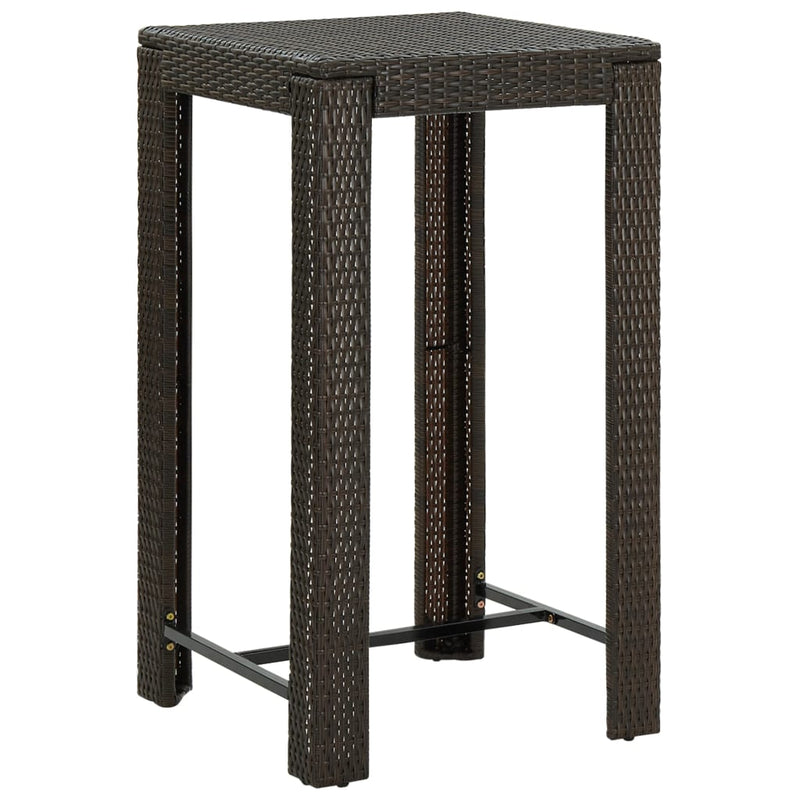vidaXL 3 Piece Outdoor Bar Set with Armrest Poly Rattan Brown