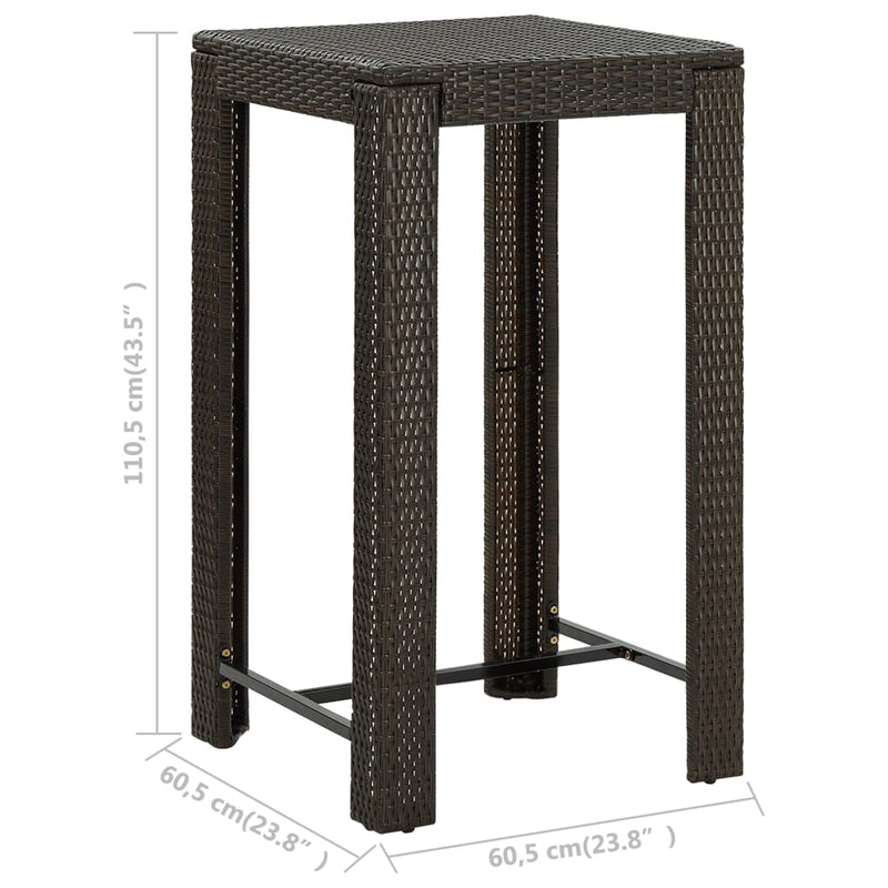 vidaXL 5 Piece Outdoor Bar Set with Armrest Poly Rattan Brown