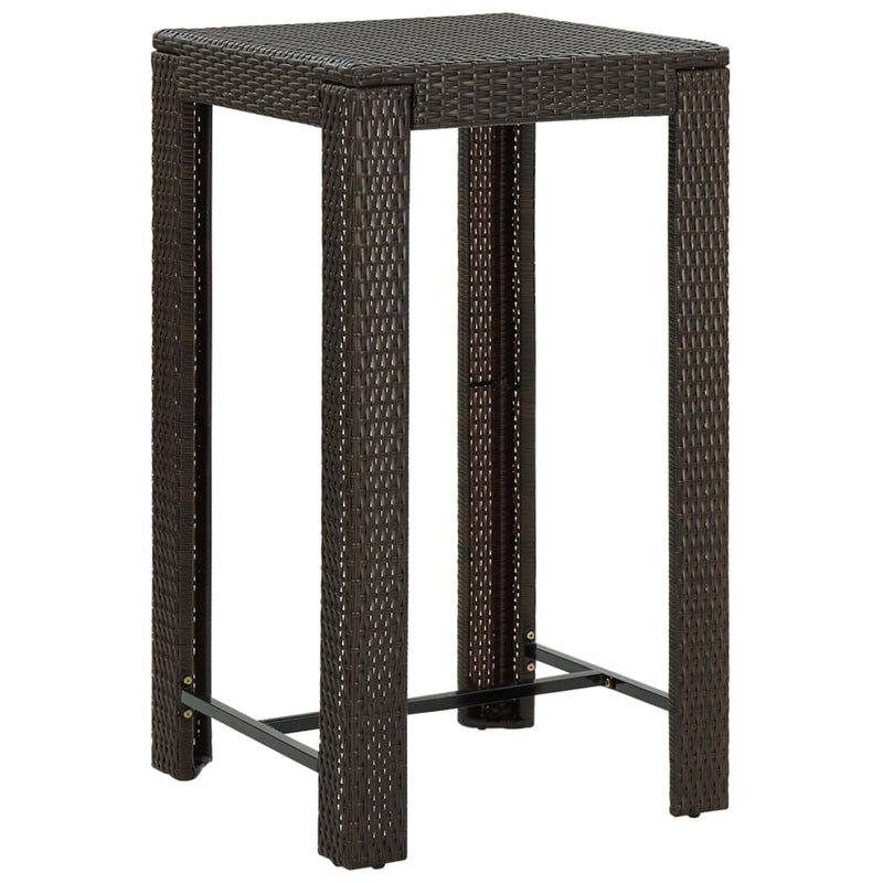 vidaXL 5 Piece Outdoor Bar Set with Armrest Poly Rattan Brown