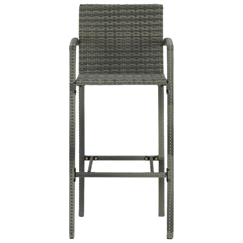 vidaXL 5 Piece Outdoor Bar Set with Armrest Poly Rattan Grey