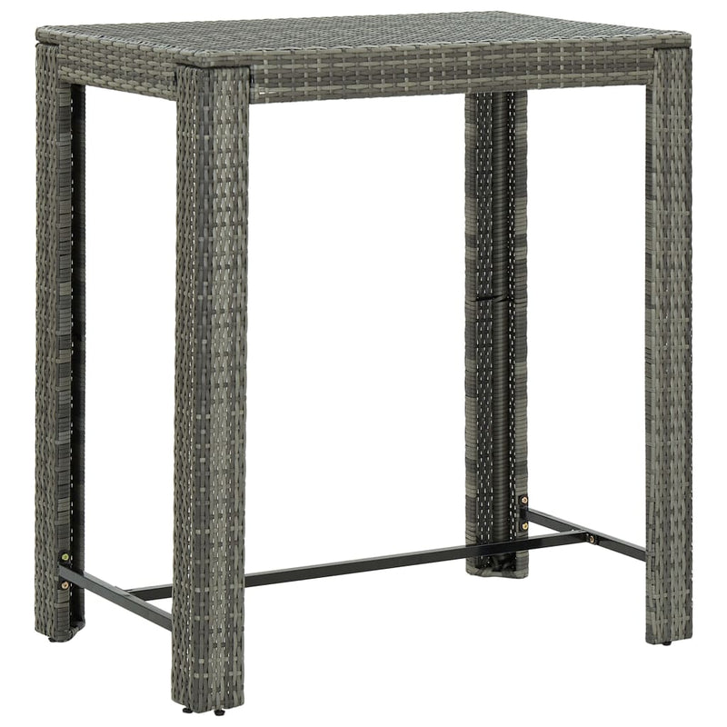 vidaXL 5 Piece Outdoor Bar Set with Armrest Poly Rattan Grey