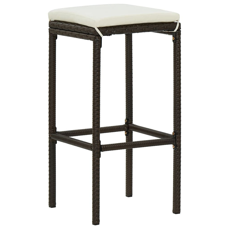 vidaXL 5 Piece Garden Bar Set with Cushions Poly Rattan Brown