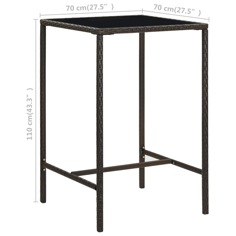 vidaXL 3 Piece Garden Bar Set Poly Rattan Brown