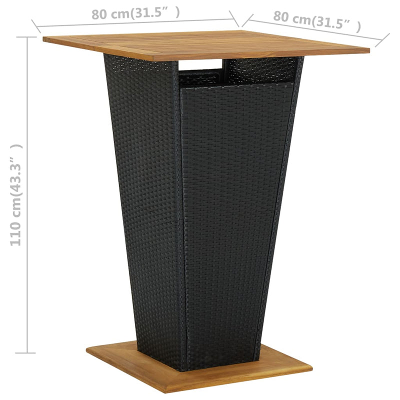 vidaXL 5 Piece Garden Bar Set with Cushions Poly Rattan Black