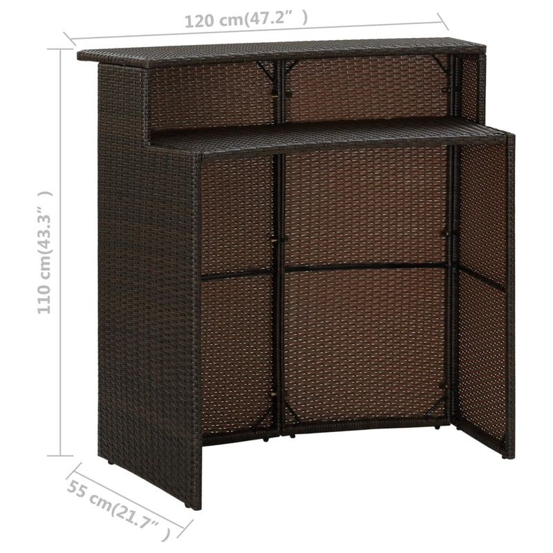 vidaXL 3 Piece Garden Bar Set with Cushions Brown