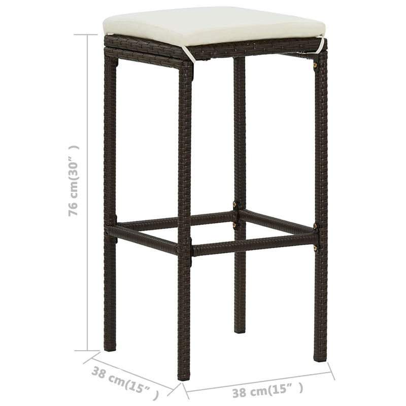 vidaXL 3 Piece Garden Bar Set with Cushions Brown