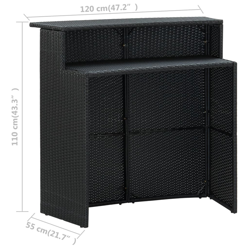 vidaXL 3 Piece Garden Bar Set with Cushions Black