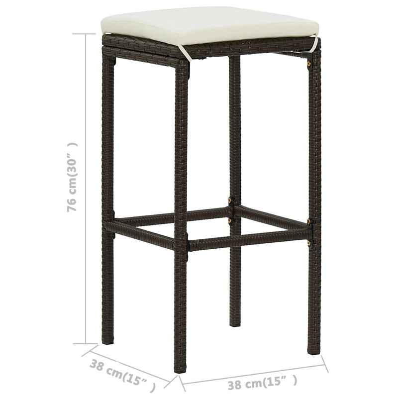 vidaXL 4 Piece Garden Bar Set with Cushions Brown