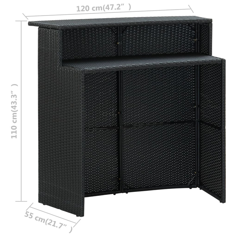 vidaXL 4 Piece Garden Bar Set with Cushions Black