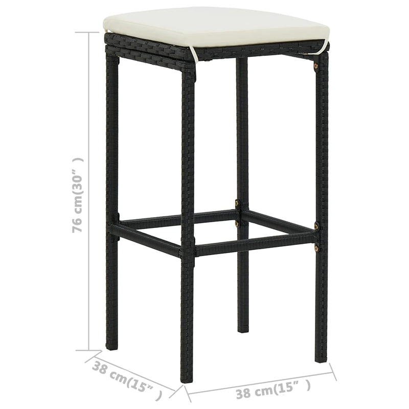 vidaXL 4 Piece Garden Bar Set with Cushions Black
